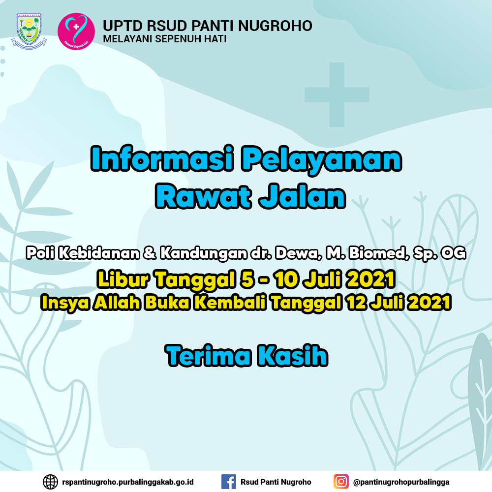 Read more about the article Informasi Pelayanan Rawat Jalan 5 Juli 2021